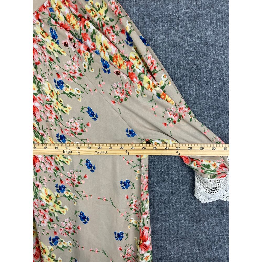 Umgee Tan Floral Lace Trimmed Kimono/ M/L Multi Colors - Picture 9 of 9